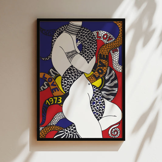 a painting hanging on the wall of a room