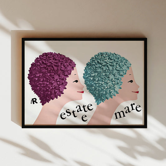 Lora Lamm - Bathing Caps - La Rinascente Vintage Advertisement for Shopping Centre - Art Print Poster Canvas or Frame