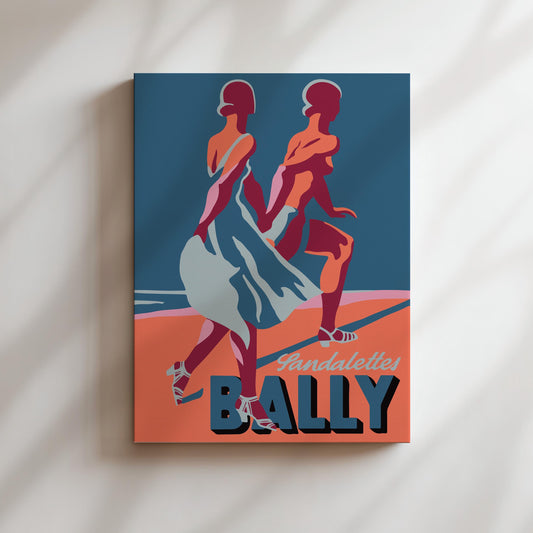 Bally Sandlettes Beach Vintage Wall Art, Vintage Fashion Advertising Poster, Luxury Old Fashion Canvas, Print, Framed, Fashion Advertisement