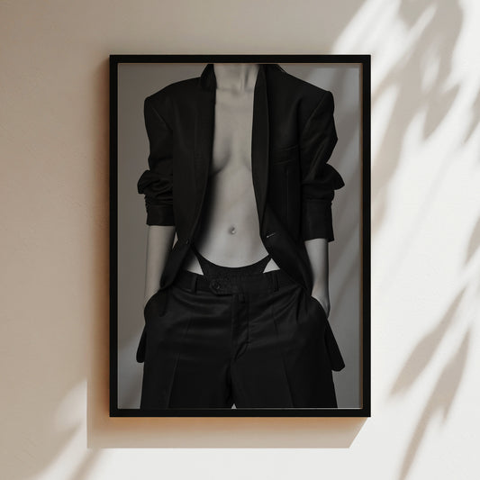 a black and white photo of a man in a suit