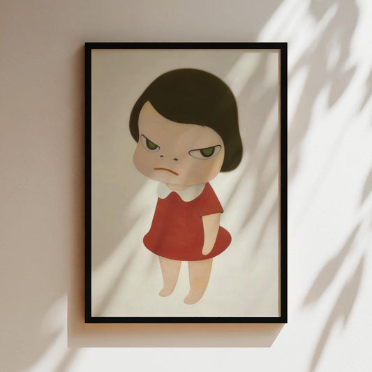 Nara Art Print - Knife Behind Back - Girl in Red Dress Japanese Poster Anime Wall Japan Canvas Gifts for Lovers