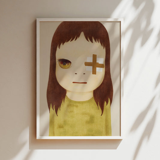 a painting of a girl with a cross on her forehead