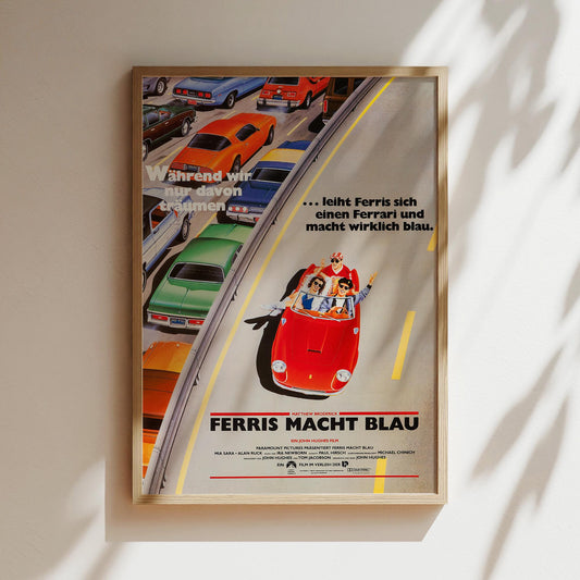 German Ferris Bueller’s Day Off Movie Poster Wall Art Canvas Frames Framed Vintage Posters Eighties Movies Germany