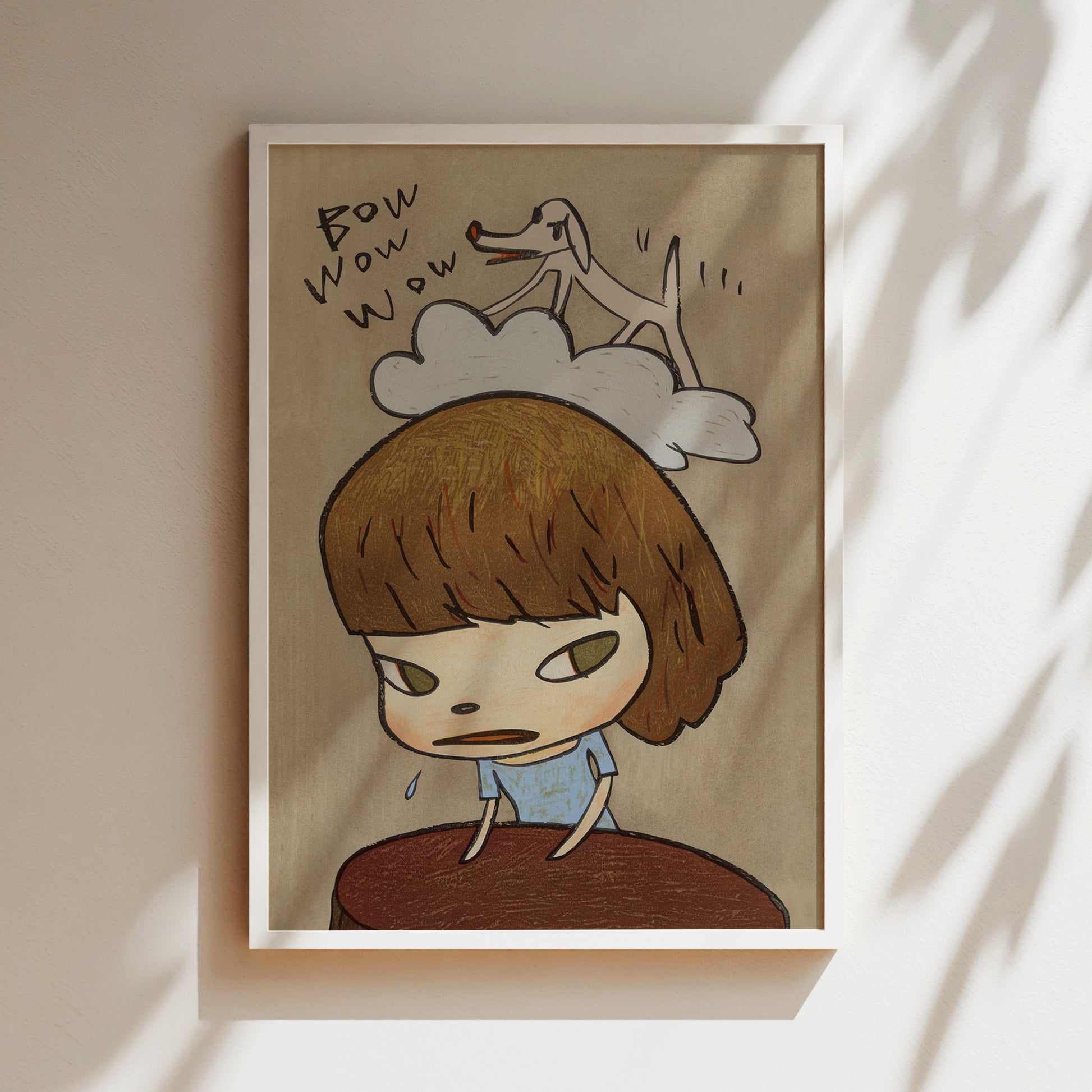 a picture of a girl with a bird on her head