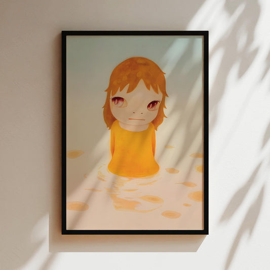 Nara Art Print  - After the Acid - Girl Orange Dress and Orange Hair, Japanese Poster, Anime Wall Art, Japan Canvas, Gifts for Anime Lovers