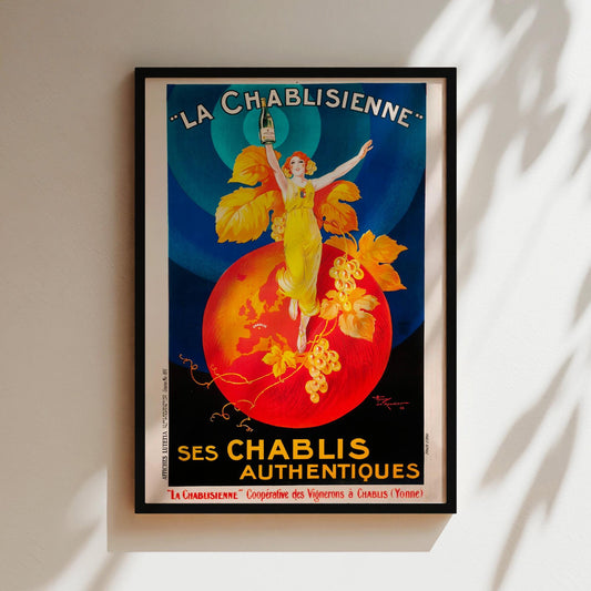La Chablisienne Champagne Vintage Wall Art, Vintage Advertising Poster, Luxury Canvas, Print, Framed, Alcohol Wine Art Veuve Amiot Chandon