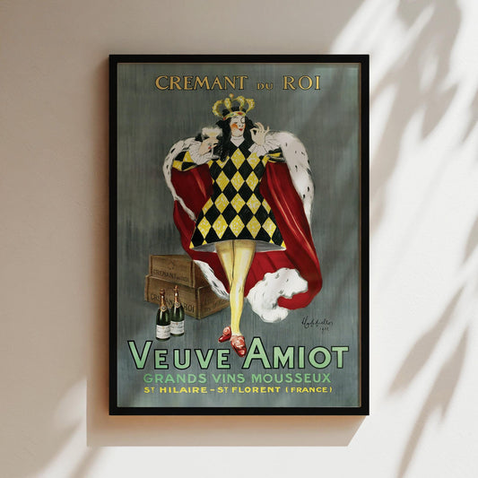 Veuve Amiot Champagne Vintage Wall Art, Vintage Advertising Poster, Luxury Old Fashion Canvas, Print, Framed, Alcohol and Wine Art