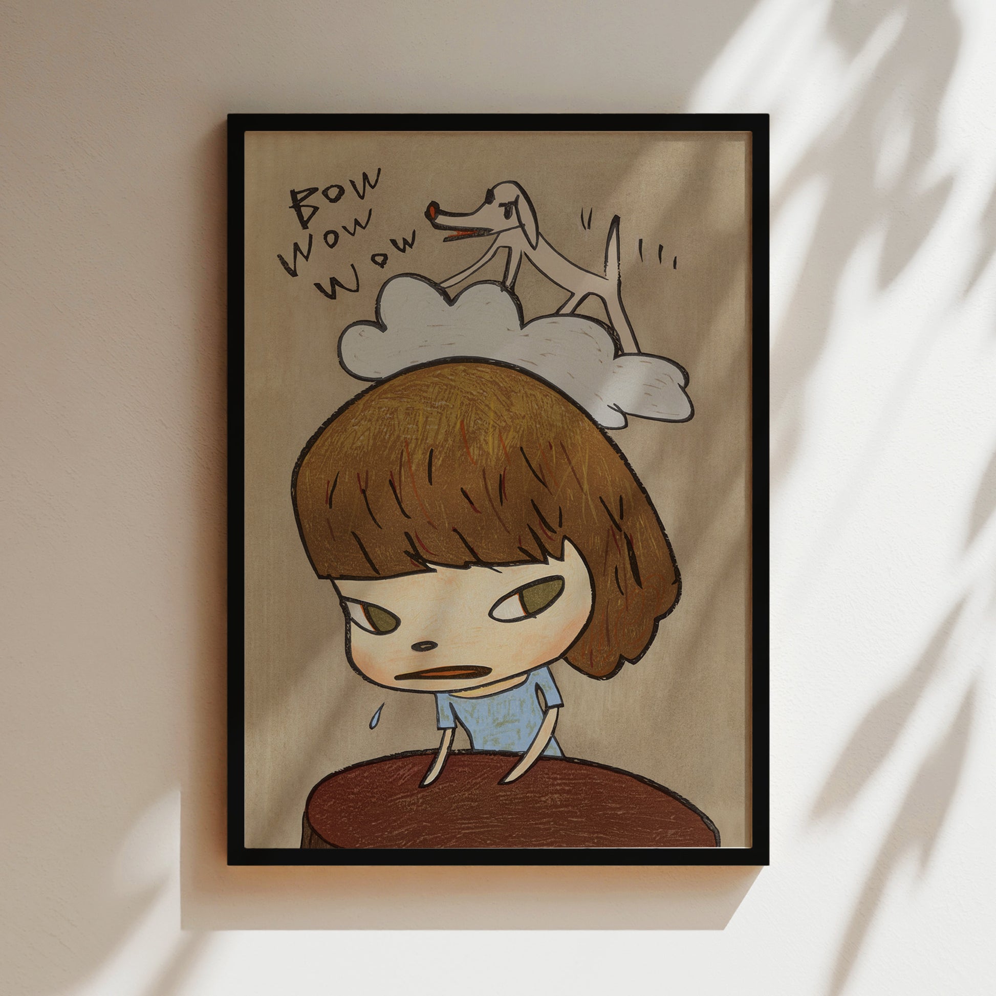 a picture of a girl with a dog on her head