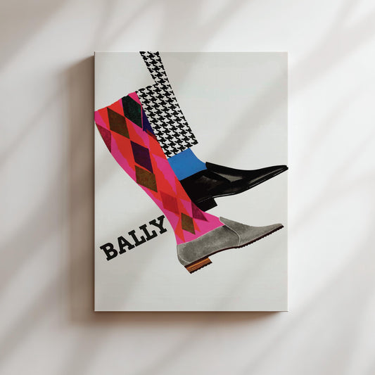 Bally Shoes Vintage Wall Art, Vintage Advertising Poster, Luxury Old Fashion Canvas, Print, Framed, Shoe Advertisement, Men Women Fashion