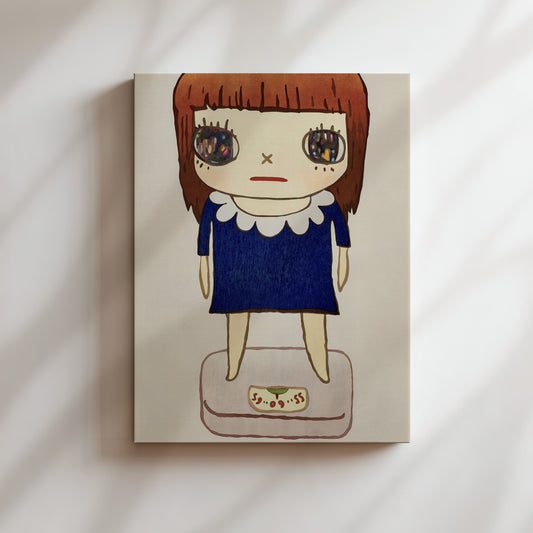 a drawing of a girl with big eyes