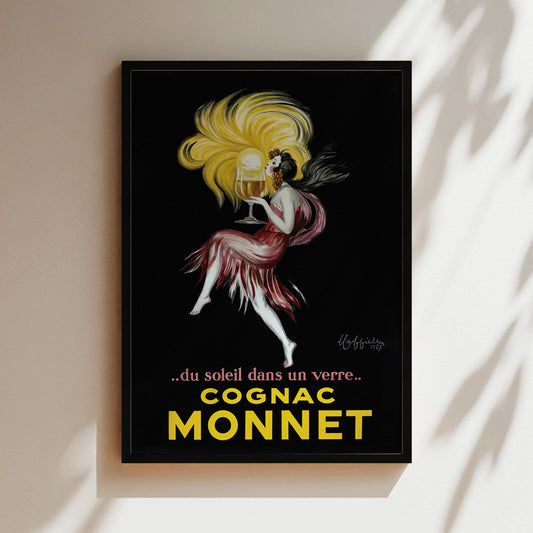 Cognac Monnet Champagne Vintage Wall Art, Vintage Advertising Poster, Canvas, Print, Framed, Alcohol and Wine Art Veuve Amiot Wine Poster