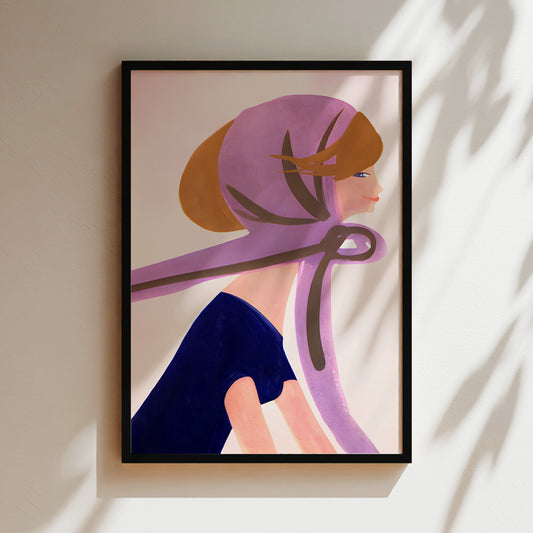 a painting of a woman's face on a wall