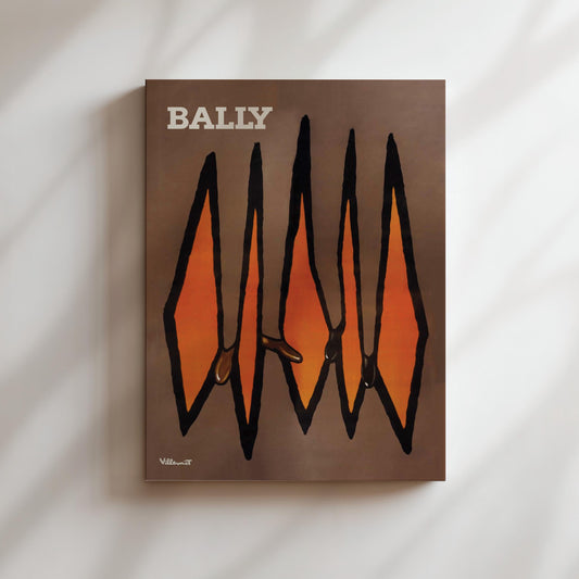 Bally Orange Diamonds Shoes Vintage Wall Art, Vintage Advertising Poster, Luxury Old Fashion Canvas, Print, Framed, Shoe Advertisement