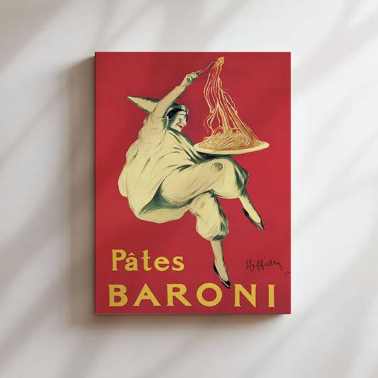 Pates Baroni Poster, Pasta Wall Art, Spaghetti Kitchen Home Decor, Vintage Wine Poster, Vintage Wine Print, Food and Wine Vintage Art, Italy