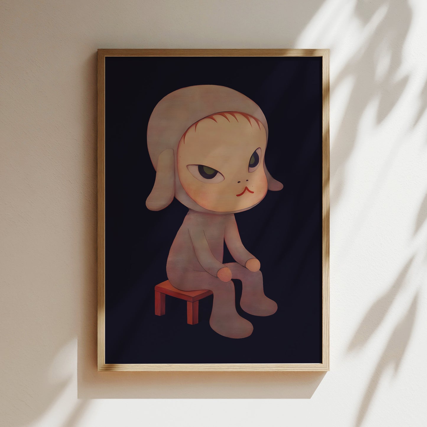 a painting of a cat sitting on a stool
