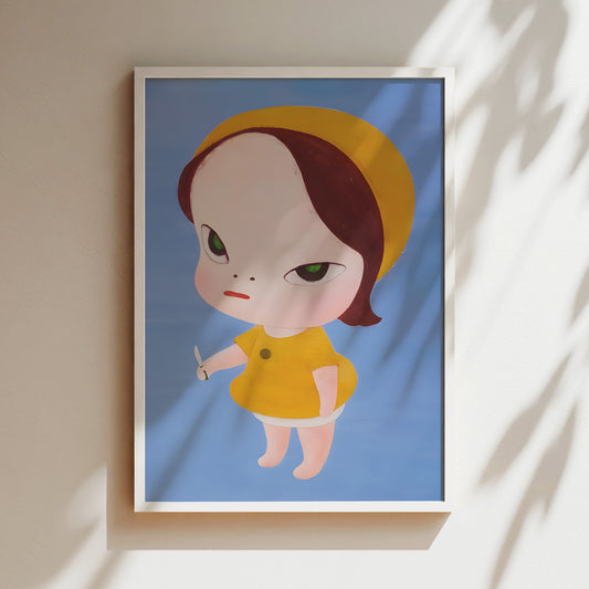 Nara Art Print - Nice to See you Again - Girl in Orange Dress with Knife Japanese Poster Anime Wall Japan Canvas Gifts