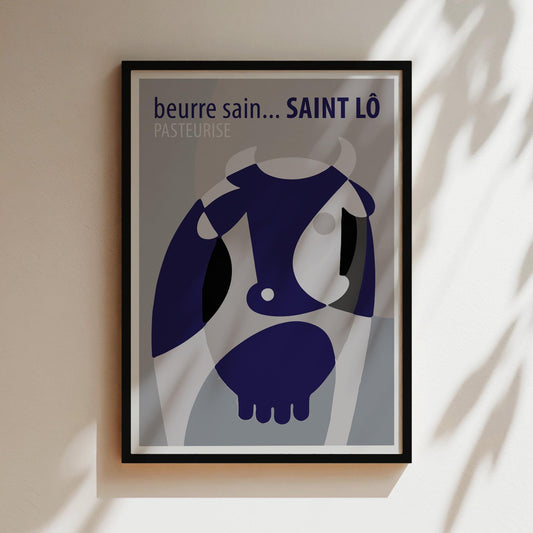 Beurre Sain Saint Lo Cow Butter Advertisement, Beurre Saint Low Cow Print, Cow Poster, Vintage Butter Poster, Vintage Food Advertisements