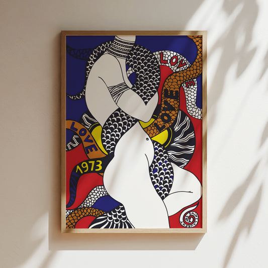 a painting hanging on the wall of a room