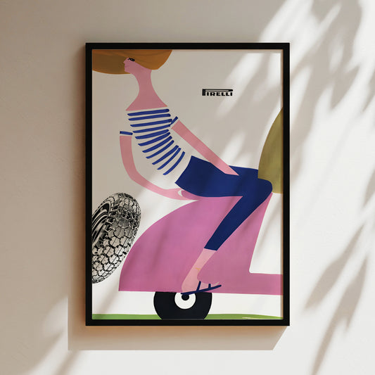 a picture of a woman sitting on a scooter