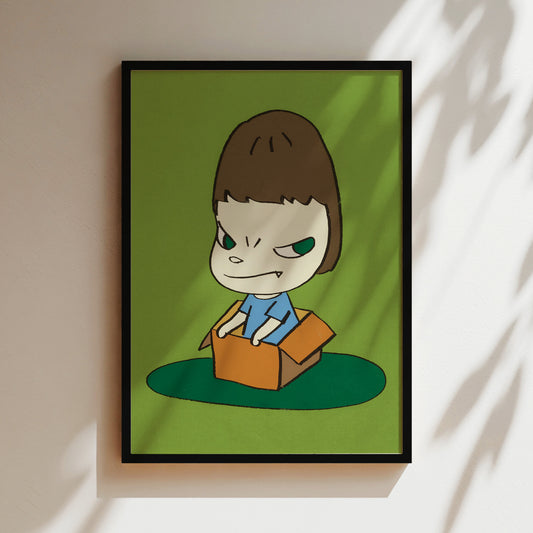 a picture of a cartoon character holding a box