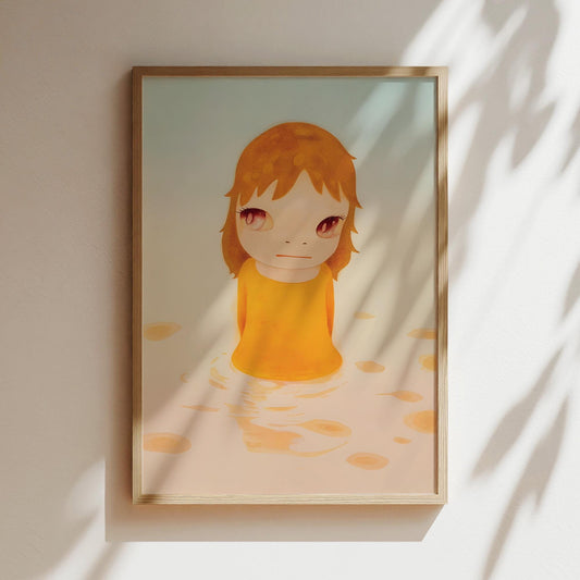 Nara Art Print  - After the Acid - Girl Orange Dress and Orange Hair, Japanese Poster, Anime Wall Art, Japan Canvas, Gifts for Anime Lovers