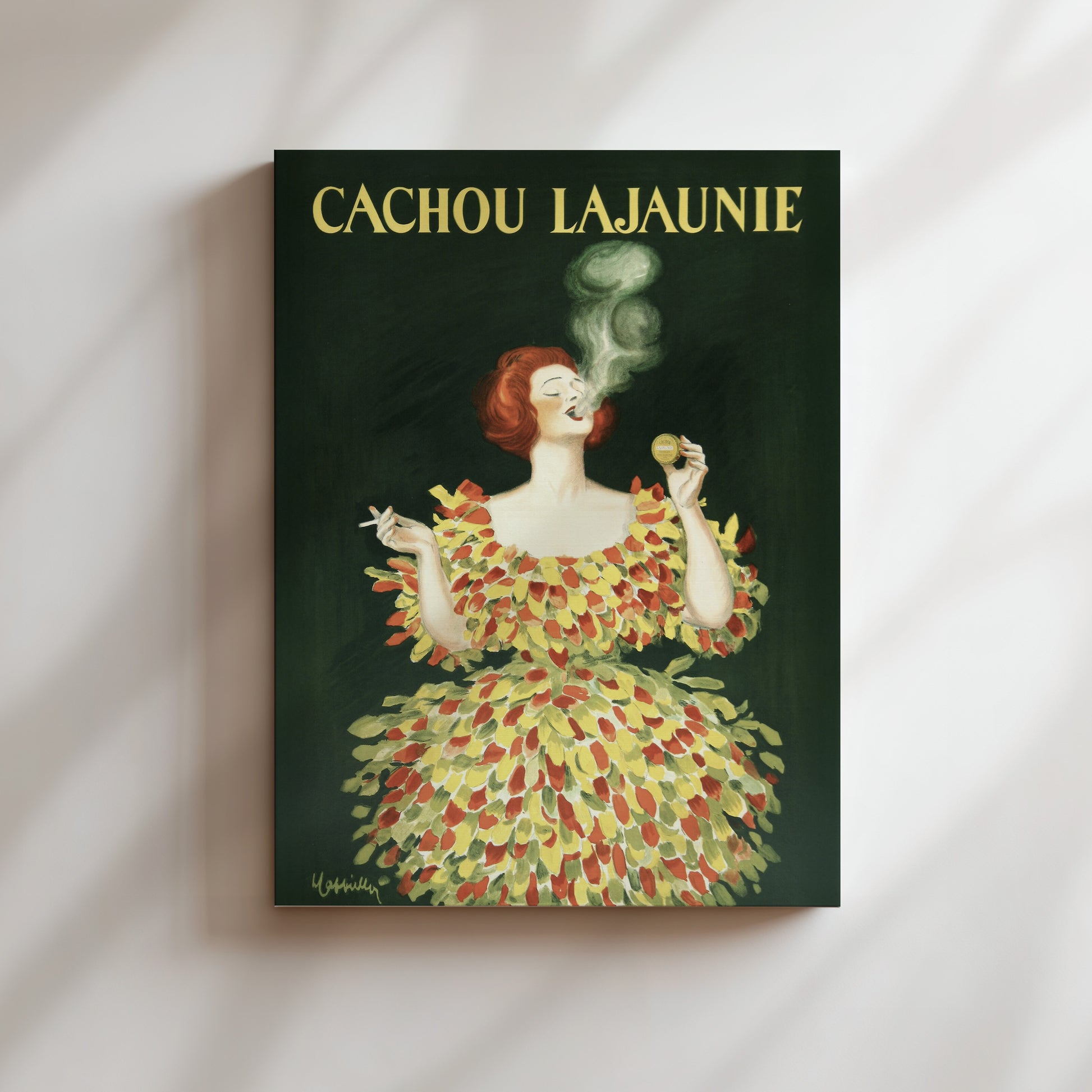 a picture of a woman in a dress smoking a cigarette