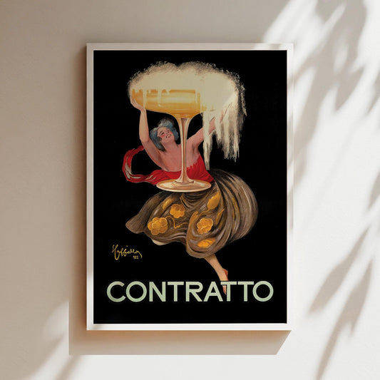 Contratto Champagne Vintage Wall Art, Vintage Advertising Poster, Canvas, Print, Framed, Alcohol and Wine Art Veuve Amiot Wine Poster