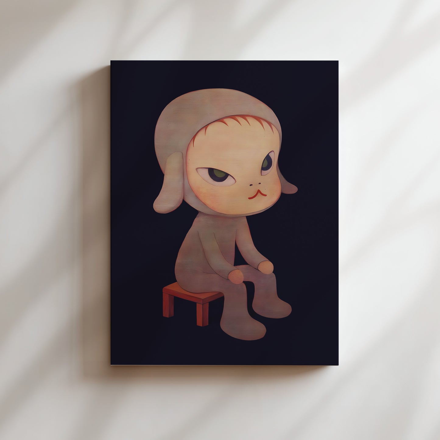 a painting of a cat sitting on a stool