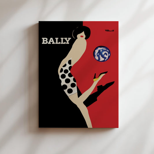 Bally Kick Woman Shoe Red Vintage Wall Art, Vintage Advertising Poster, Luxury Old Fashion Canvas, Print, Framed, Shoe Advertisement