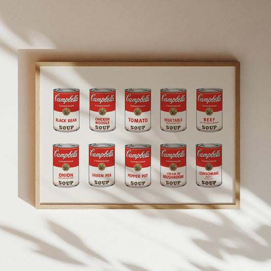 Warhol Tomato Soup Can Wall Art Print Poster Canvas, Tomato Soup Pop Art, Restaurant Decor, Gifts for Chef's, Kitchen Decor, Kids Playroom