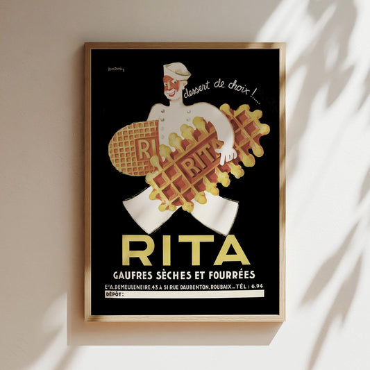 Rita Biscuit Cookie Poster, Rita Vintage Wall Art, Foodie Gifts, Kitchen Home Decor, Vintage Wine Poster, Restaurant, Food Wine Vintage Art