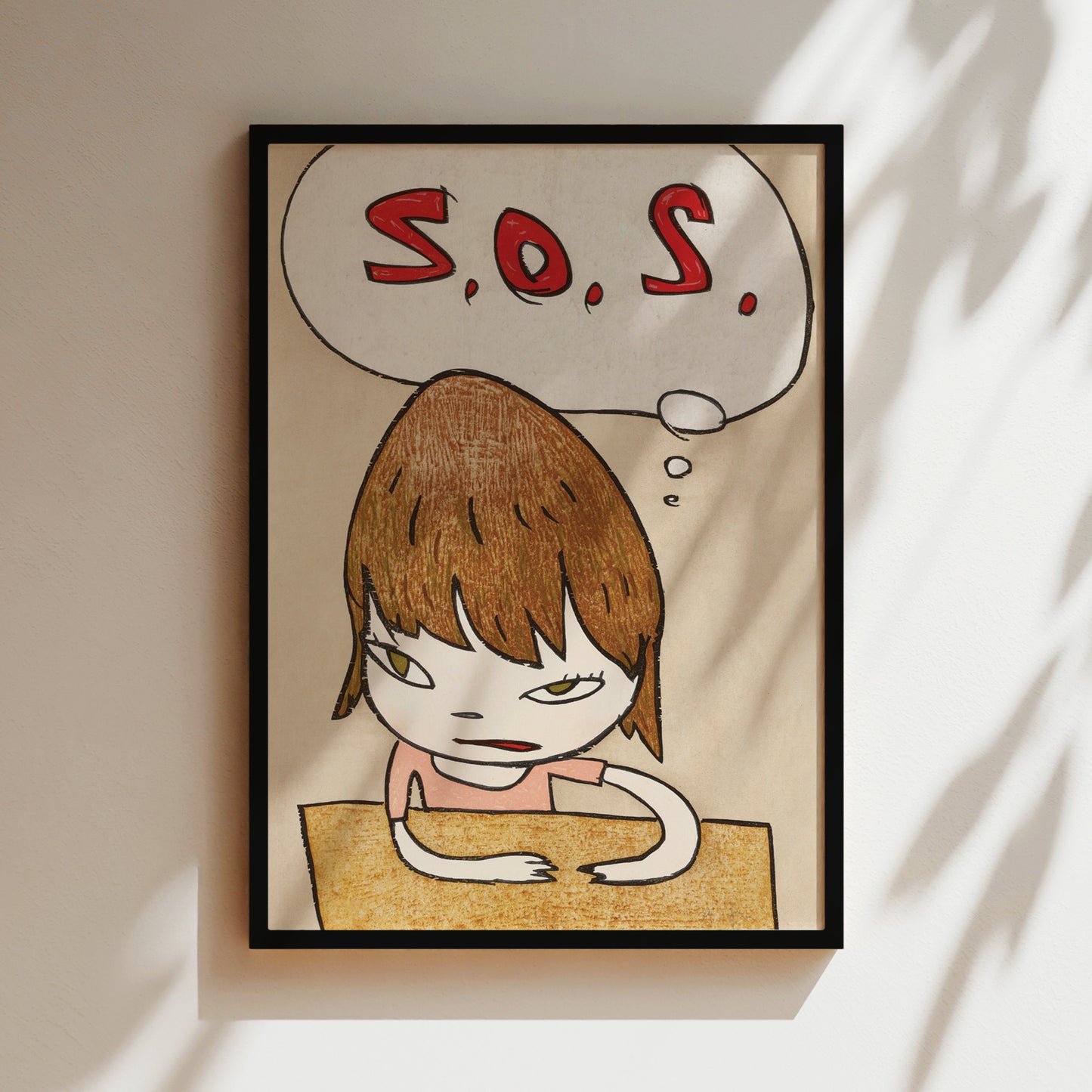 a picture of a girl with a thought bubble above her head