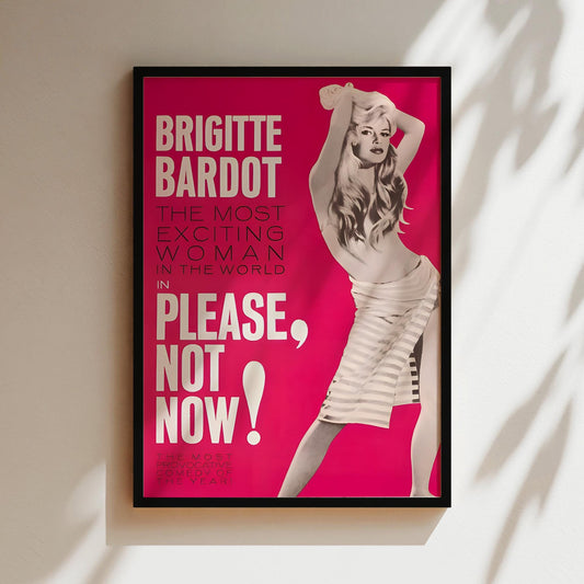 Pink Brigitte Bardot Movie Poster, Please not Now Movie Wall Art, Canvas, Frames, Framed Canvas, Vintage Movie Posters, 60's movies