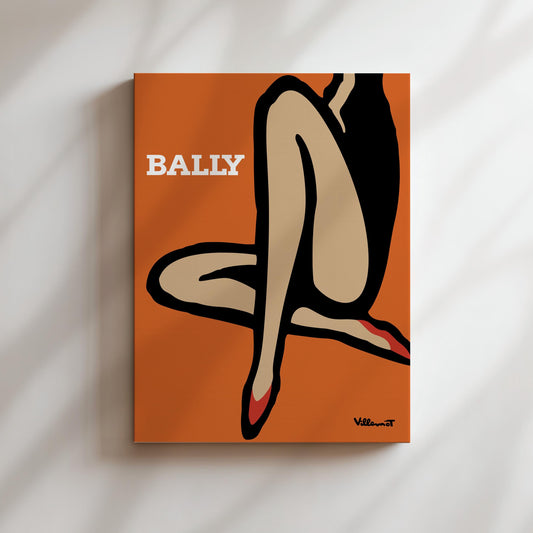 Bally Orange Legs Shoes Vintage Wall Art, Vintage Advertising Poster, Luxury Old Fashion Canvas, Print, Framed, Shoe Advertisement, Women