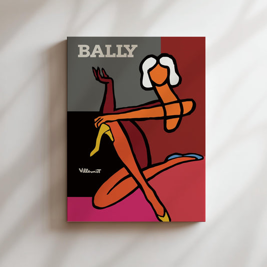 Bally Diptyque Woman Shoes Vintage Wall Art, Vintage Advertising Poster, Luxury Old Fashion Canvas, Print, Framed, Shoe Advertisement