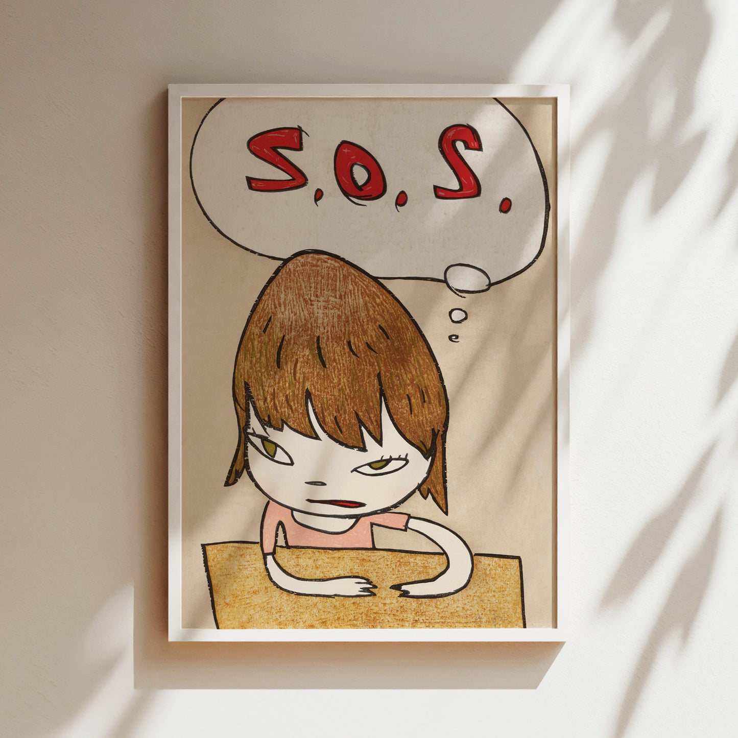 a picture of a girl with a thought bubble above her head