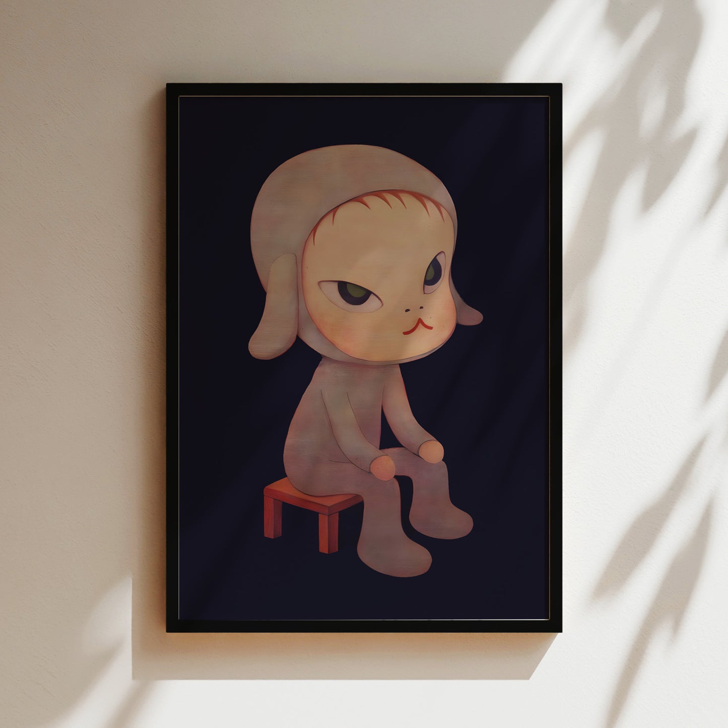 a painting of a cat sitting on a stool