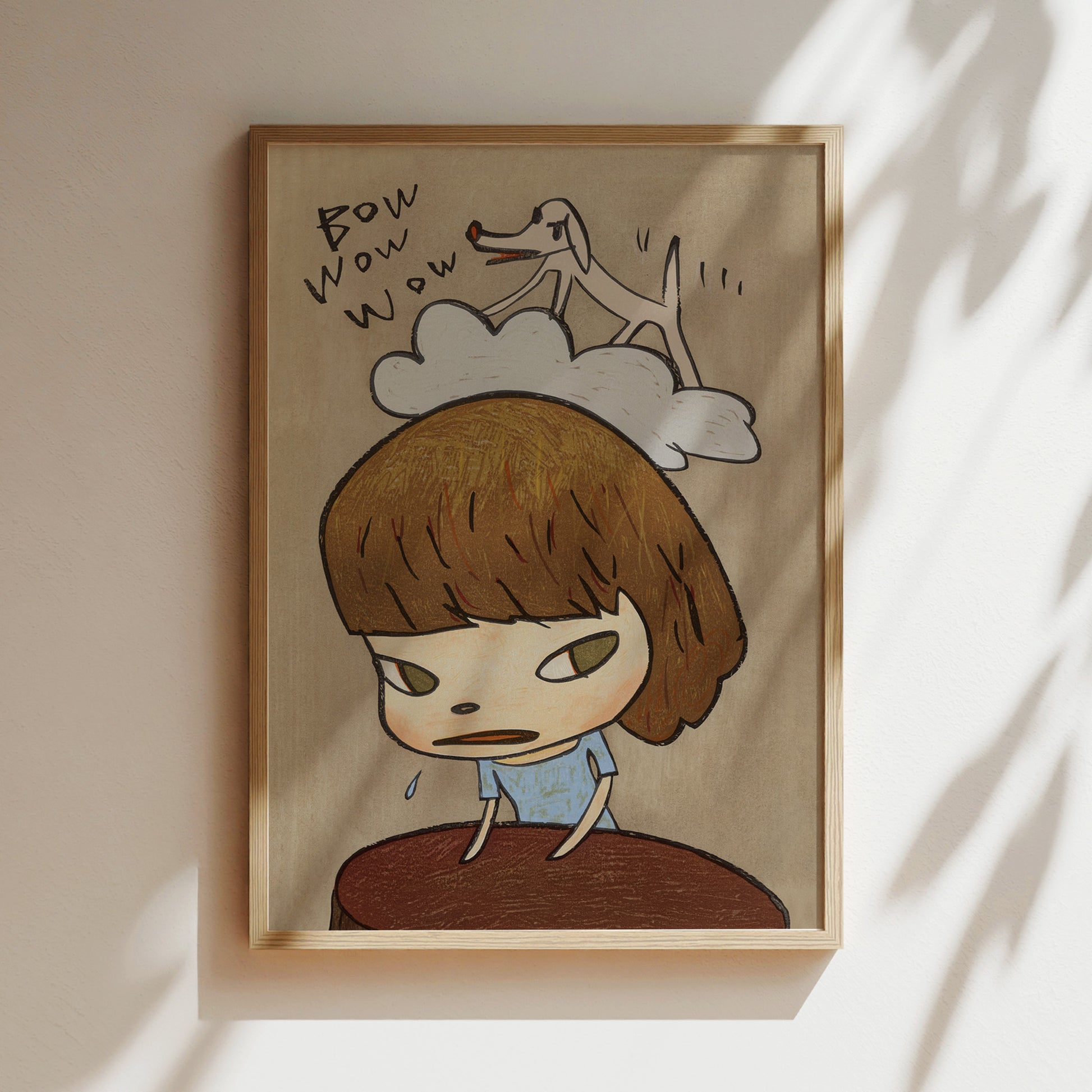 a picture of a girl with a dog on her head