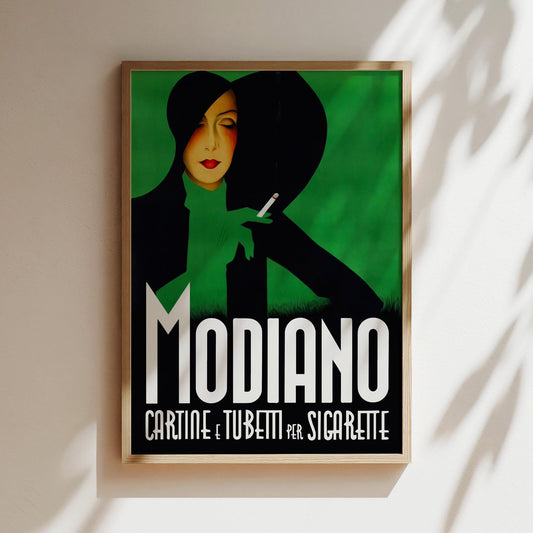 Modiano Cigarettes Green Vintage Wall Art, Vintage Advertising Poster, Canvas, Print, Framed, Alcohol and Wine Art Poster Smoking