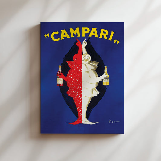 Bitter Campari Blue and Red Vintage Wall Art, Vintage Advertising Poster, Luxury Old Fashion Canvas, Print, Framed, Alcohol and Wine Art