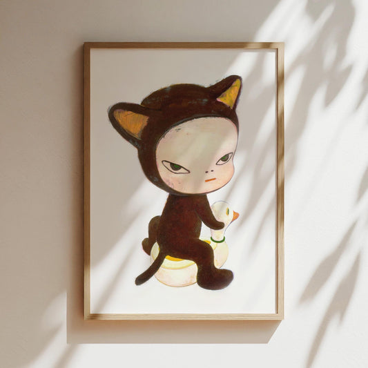 Nara Art Print  - Harmless Kitty - Nara Cat Print, Japanese Poster, Anime Wall Art, Japan Canvas, Gifts for Anime Lovers, Cat Lovers