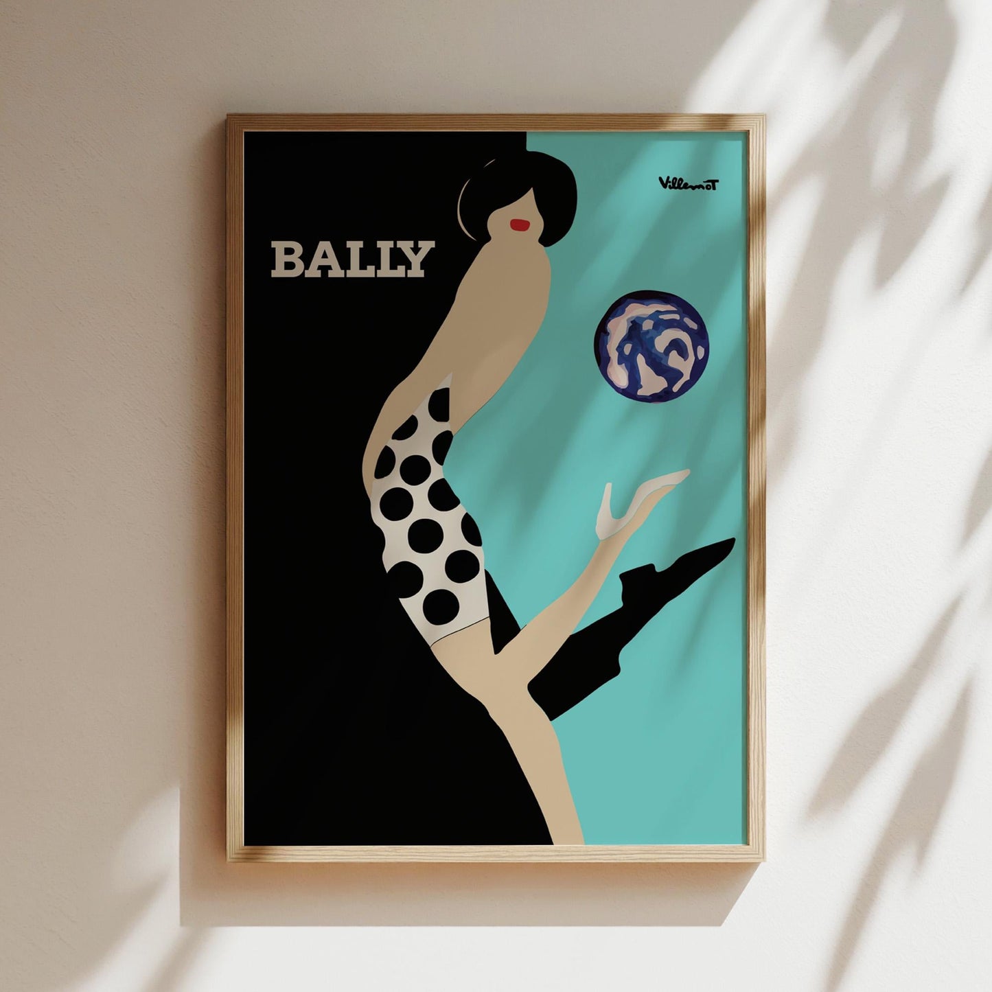 Bally Diptyque Woman Teal Vintage Wall Art, Vintage Advertising Poster, Luxury Old Fashion Canvas, Print, Framed, Retro Shoe Advertisement