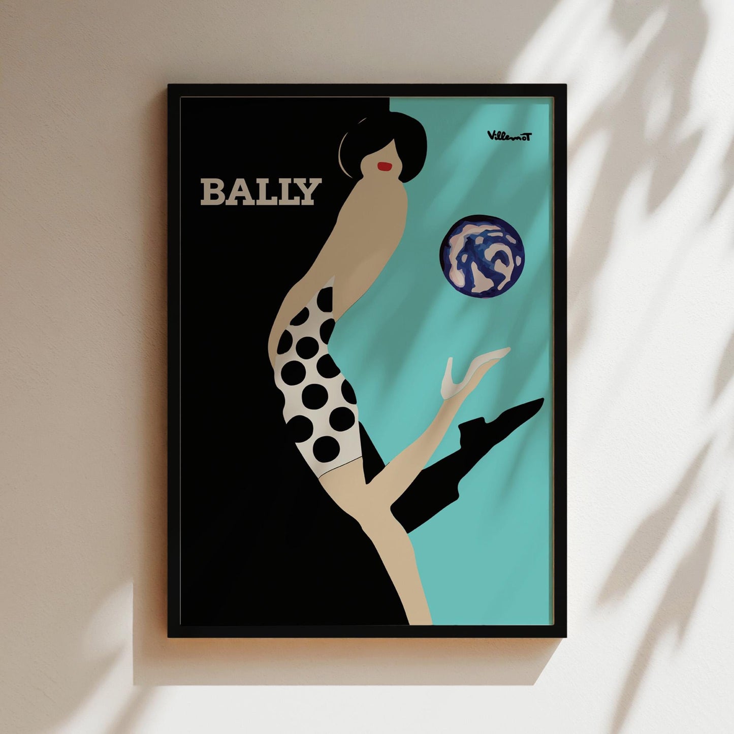 Bally Diptyque Woman Teal Vintage Wall Art, Vintage Advertising Poster, Luxury Old Fashion Canvas, Print, Framed, Retro Shoe Advertisement