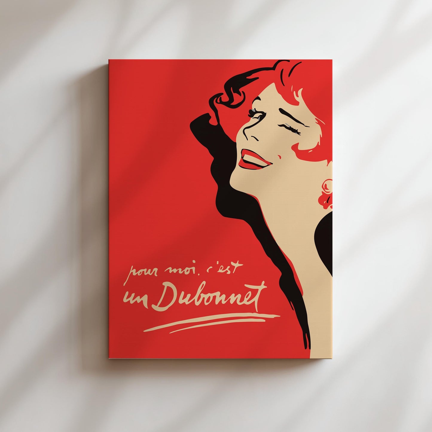 Pour Moi C'est un Dubonnet, For me it's Dubonnet Vintage Wall Art, Red Head Foodie Gifts, Kitchen Home Decor, Vintage French Red Art Poster