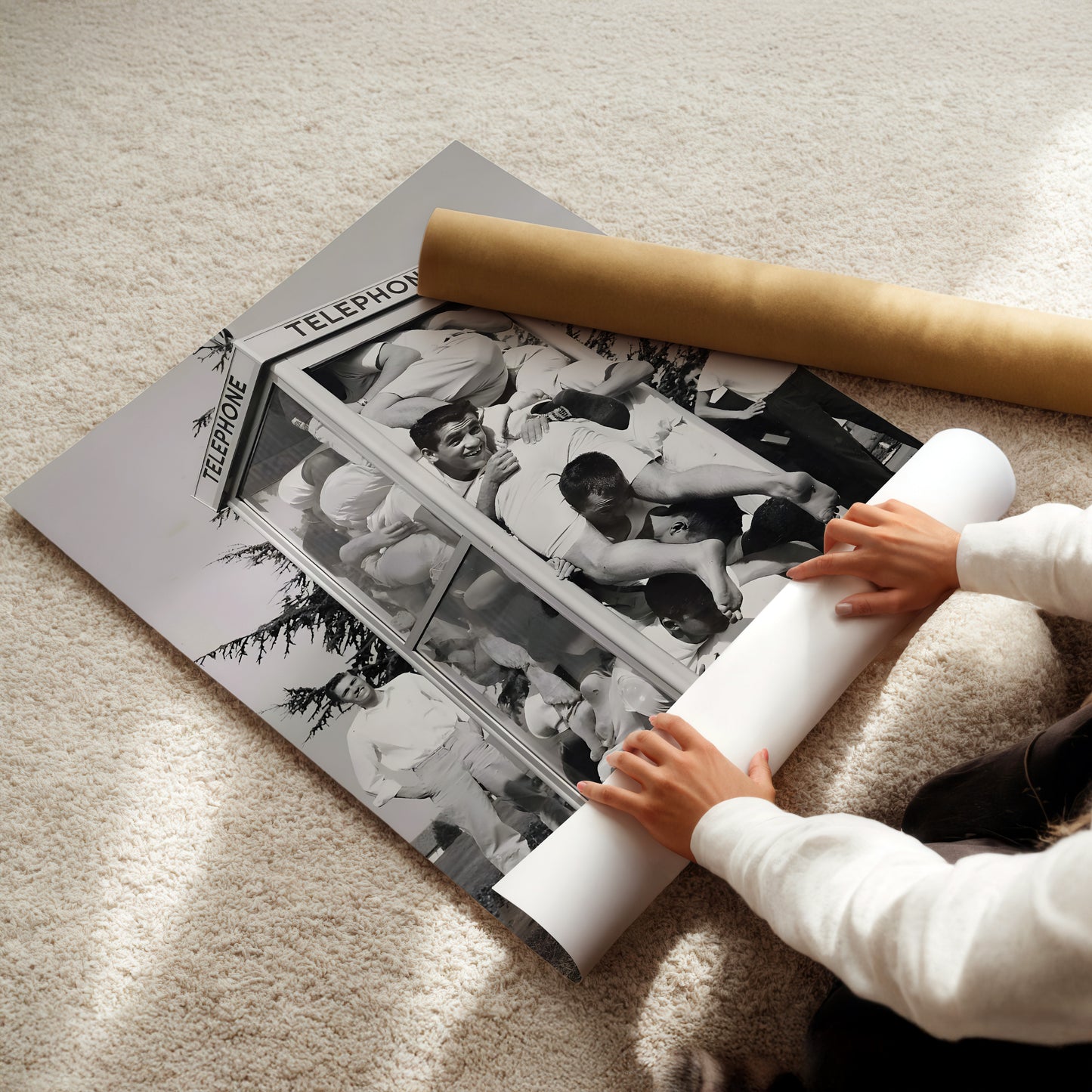 a child is playing with a rolling rolling paper