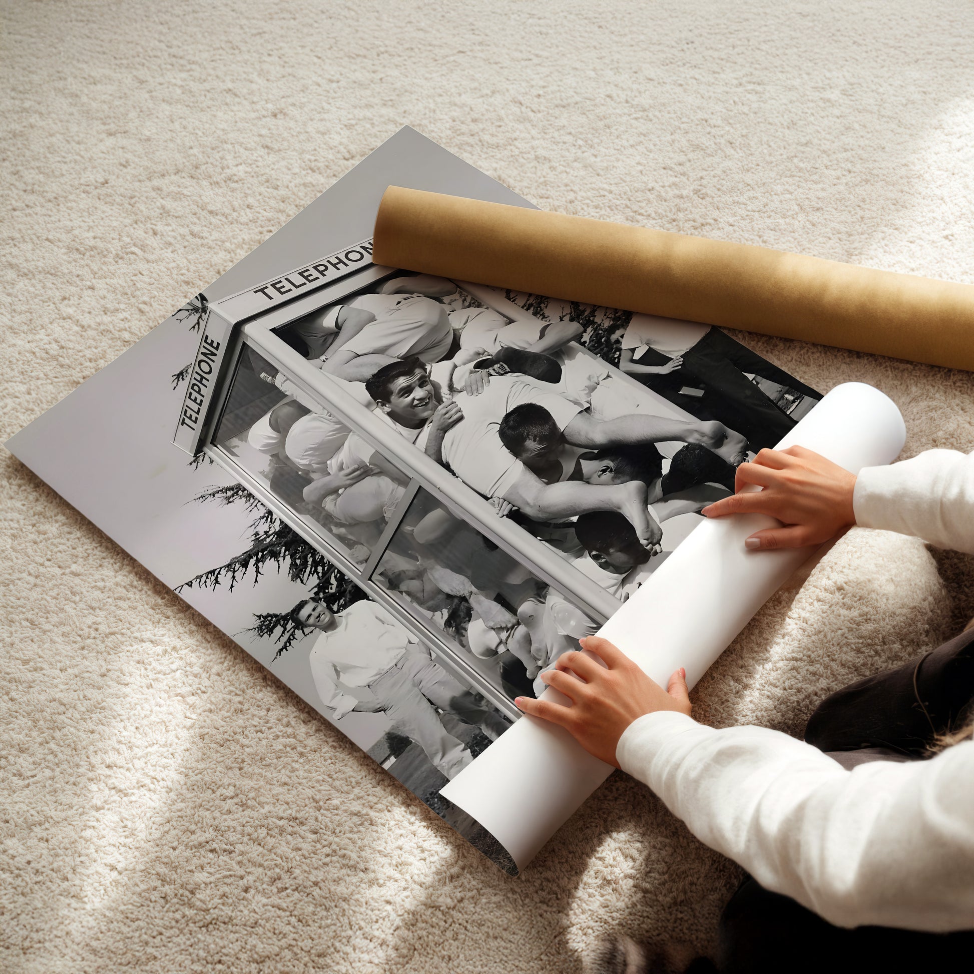 a child is playing with a rolling rolling paper