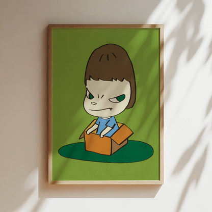 a picture of a cartoon character holding a box