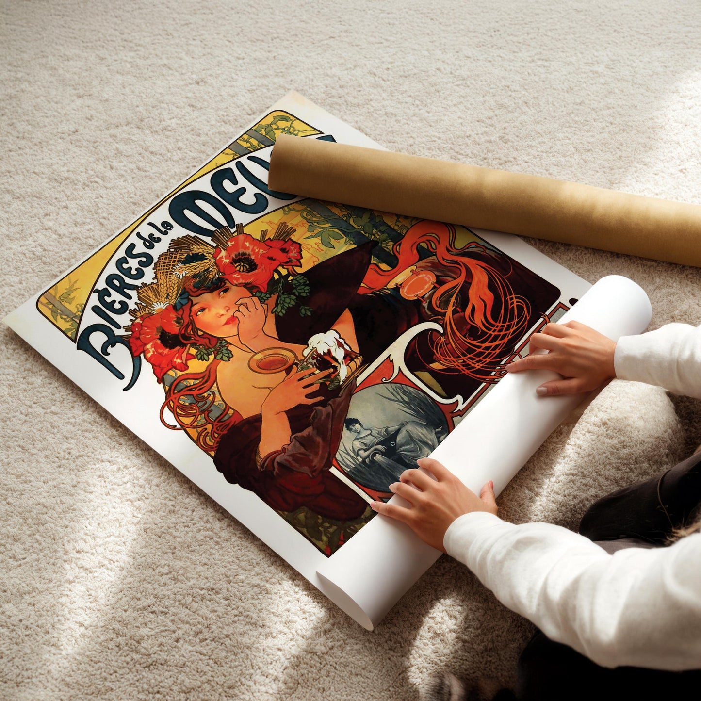 Bieres de la Meuse Vintage Beer Wall Art, Vintage Advertising Poster, Canvas, Print, Framed, Alcohol and Wine Art Veuve Amiot Wine Poster