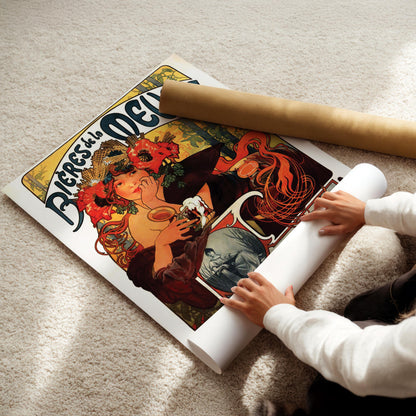 Bieres de la Meuse Vintage Beer Wall Art, Vintage Advertising Poster, Canvas, Print, Framed, Alcohol and Wine Art Veuve Amiot Wine Poster