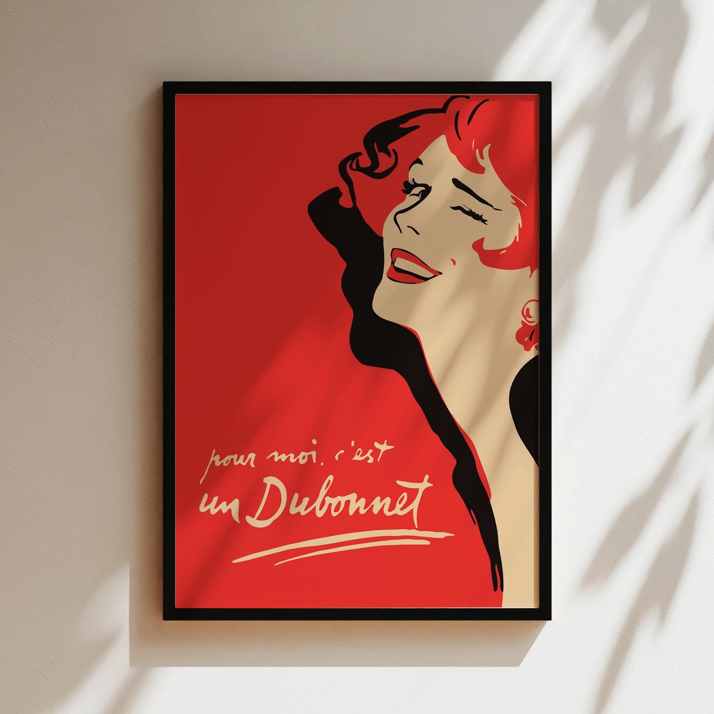Pour Moi C'est un Dubonnet, For me it's Dubonnet Vintage Wall Art, Red Head Foodie Gifts, Kitchen Home Decor, Vintage French Red Art Poster